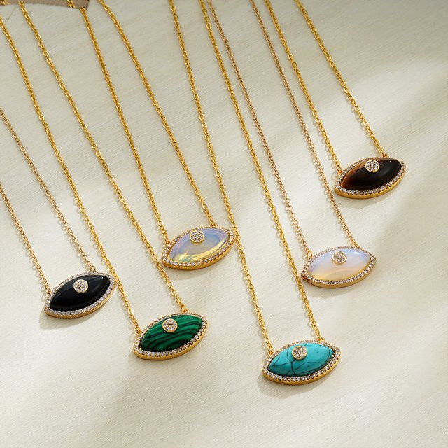 amofa Charm-Halskette mit Anhänger, Edelstahl, mehrfarbig, Opal, Zirkonia, Damen - Bild 1