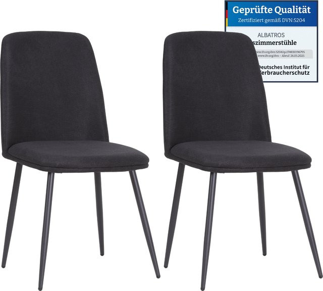 Albatros BONO Stoffstuhl Schwarz 2er-Set Esszimmerstühle im modernen Retro-Design gepolstert und ergonomisch - Bild 1