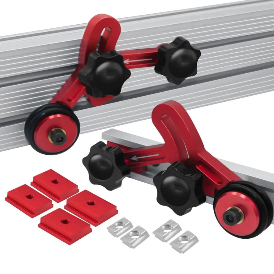 GDART Präzisions-Lagerrollen für Holzbearbeitung aus Aluminium in Rot, 1 Paar Anti-Rebound-Sicherheitsvorschub - Bild 2