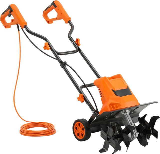 Outsunny Elektrische Gartenfräse 1500 W in Orange mit klappbarem Griff, Arbeitsbreite: 40 cm, Arbeitstiefe: 9 cm, kabelgebundener Kultivator mit 6 Stahlklingen und 2 verstellbaren Rädern - Bild 1