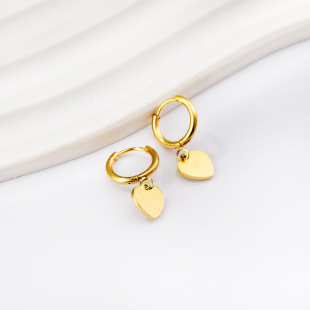 LUXUSTEEL Ohrringe Herzform, Edelstahl, Gold, Damen - Bild 1