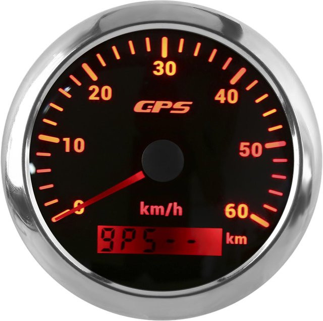 GoolRC GPS Geschwindigkeitsmesser mit LCD-Anzeige und einstellbarer Hintergrundbeleuchtung für Autos und Boote, Schwarz, 85mm - Bild 1