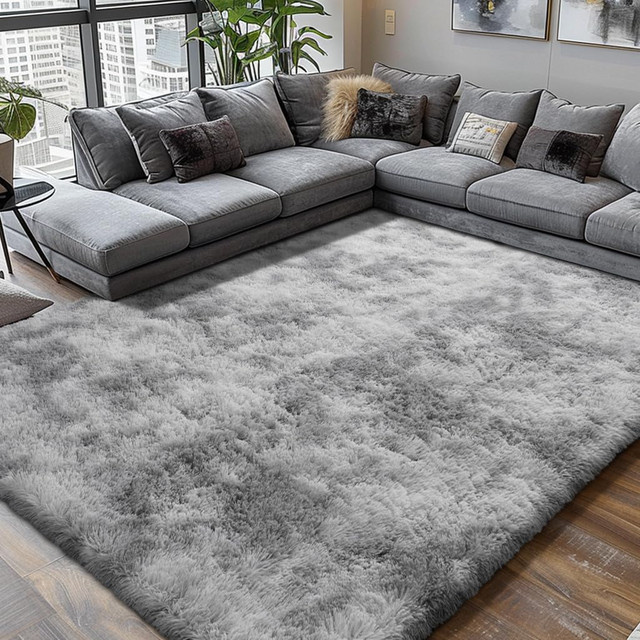 VIKAMA Ultra-weicher flauschiger Teppich in Grau für Wohnzimmer, Schlafzimmer und Kinderzimmer - Bild 1