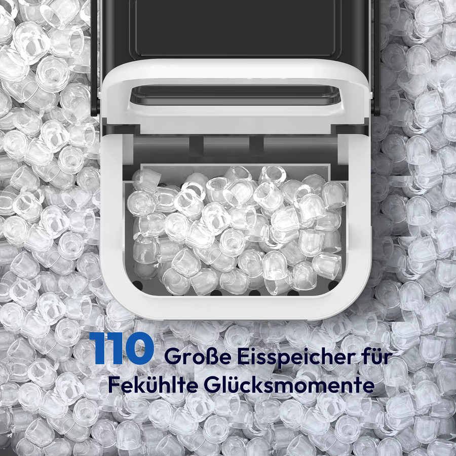 Loefme Tragbare Eiswürfelmaschine in Grün mit LED-Anzeige, 12 kg Kapazität pro 24 Stunden, 1,4 l Wassertank und wählbarer Eisgröße - Bild 2