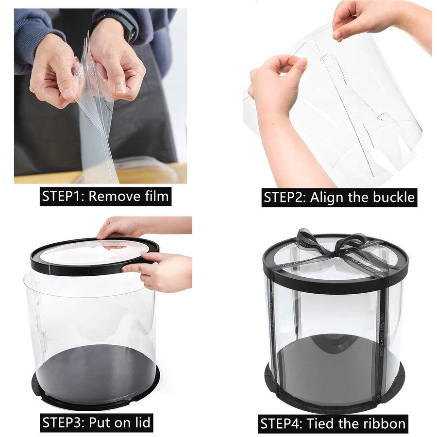 5 Stück transparente runde Kuchenboxen aus Kunststoff für deine Geburtstagsparty-Geschenkverpackung - Bild 4