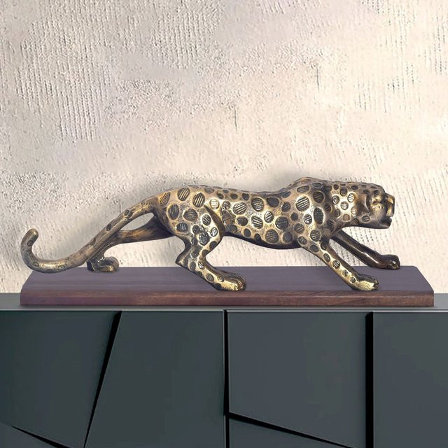 Modernes Deko-Panther von FineBuy aus Aluminium in Gold, Höhe: 63 cm - Bild 1