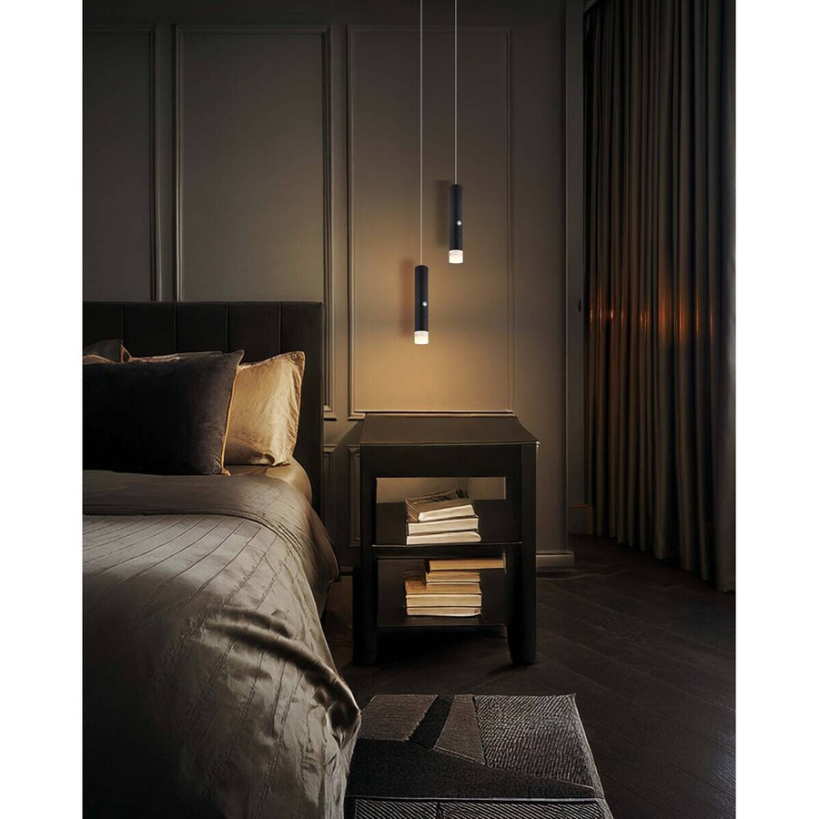 GLOBO LED-Hängeleuchte modern in Mattschwarz und Transparent aus Metall und Acryl, H x B x T: 120 x 3,8 x 3,8 cm - Bild 4