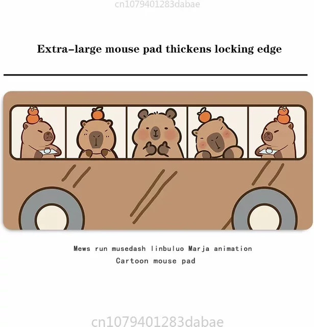 Potdemiel Mauspad mit Cartoon Capybara Muster aus PU-Leder, wasserdicht und rutschfest, Multicolor - Bild 1
