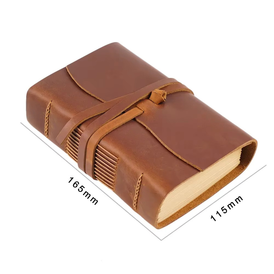Handgefertigtes Retro-Reisetagebuch aus braunem Leder mit Hardcover und Papier für deine Notizen und Skizzen - Bild 5
