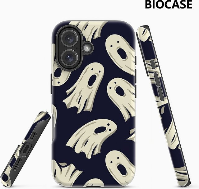 Handyhülle mit verspielten Halloween-Geistern für Apple iPhone 17 16 15 14 13 12 Pro Max Plus, doppelschichtige Rückseite, Multicolor - Bild 1