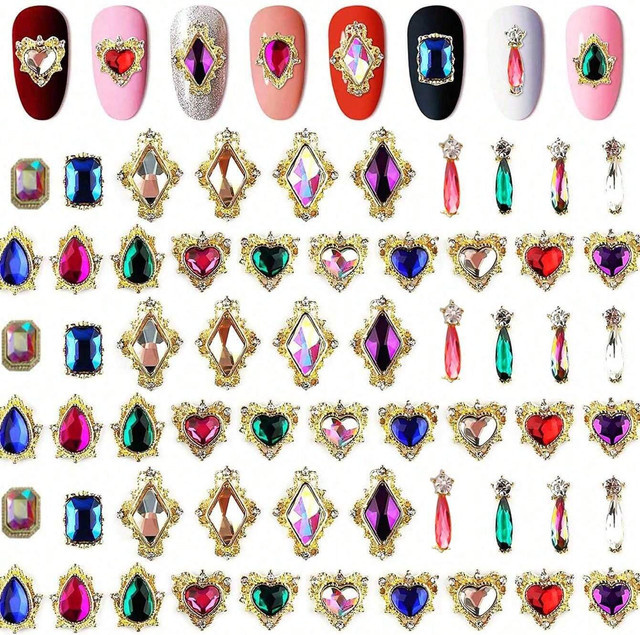 HotPress Nagel Charms 3D Kristall Juwelen, 60 Stück, Mix - Bild 1