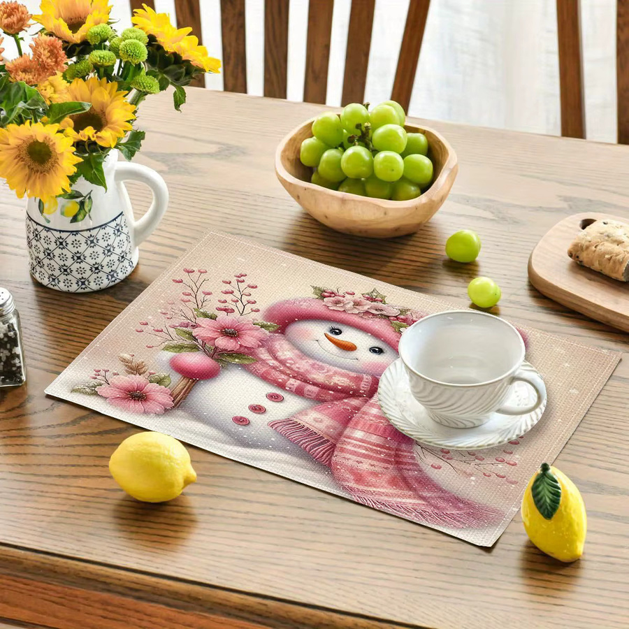 VIKAMA 4-teiliges wasserdichtes Schneemann-Tischset Set für Weihnachtsfeiern und Winter-Tischdekoration in Multicolor - Bild 2