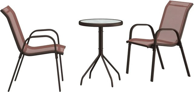 vidaXL Garten Bistro Set 3-teilig aus Stahl in Braun - Bild 1