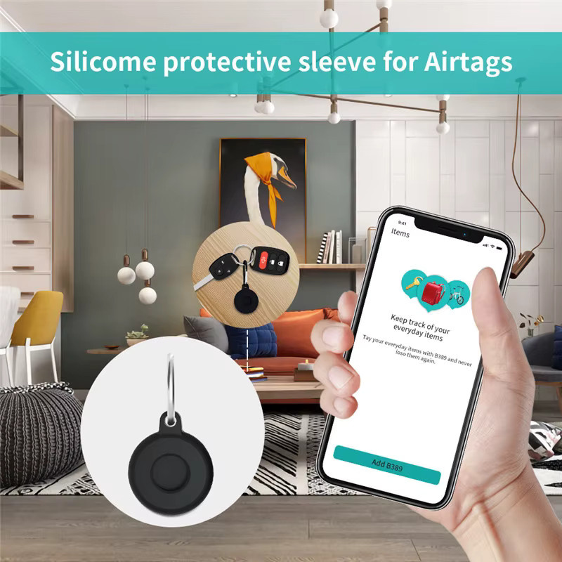 Silikon Schutzhülle für Apple AirTag mit Schlüsselanhänger in Rot - Bild 3