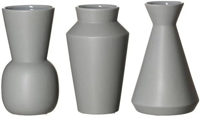 Ritzenhoff & Breker Kalmar Vasen-Set aus Porzellan, 3-teilig, Grau, Höhe: 20 cm - Bild 1