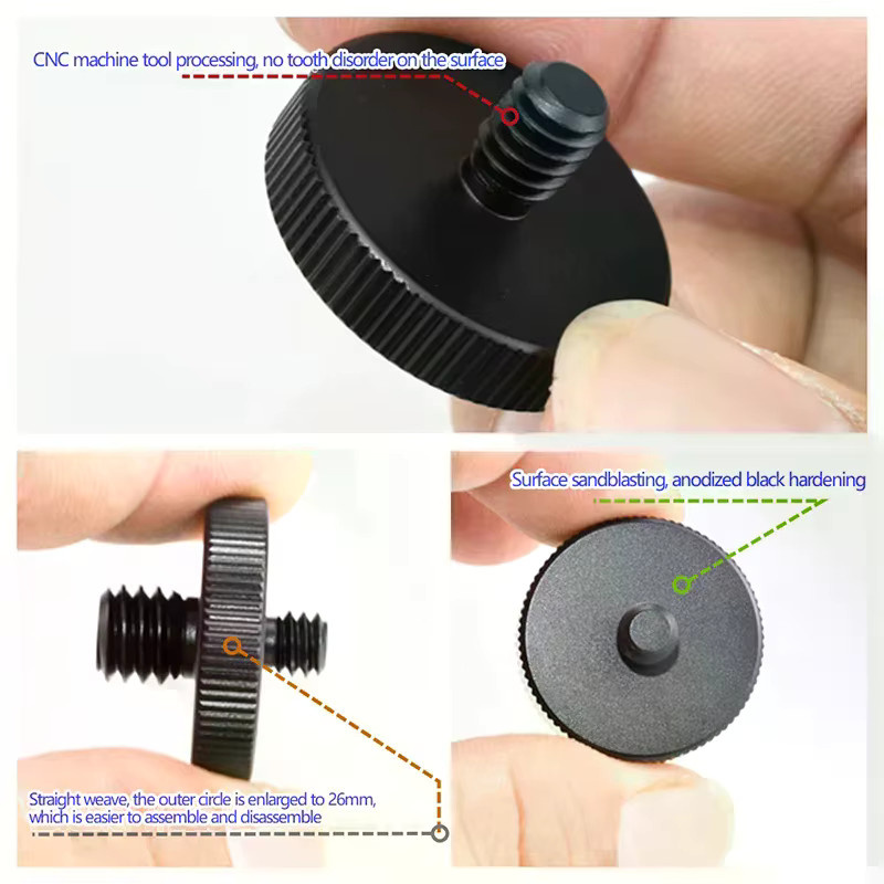 Universelle Kamera-Konvertierungsschraube Schwarz mit 1/4 Zoll Stecker auf 3/8 Zoll Doppelmuttern für Stativmontage und Schnellwechsel-Kameraschrauben als Mount-Adapter - Bild 2