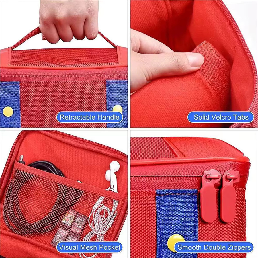 Stoßfeste Reise-Aufbewahrungstasche in Rot für Nintendo Switch OLED und Pro Controller - Bild 5