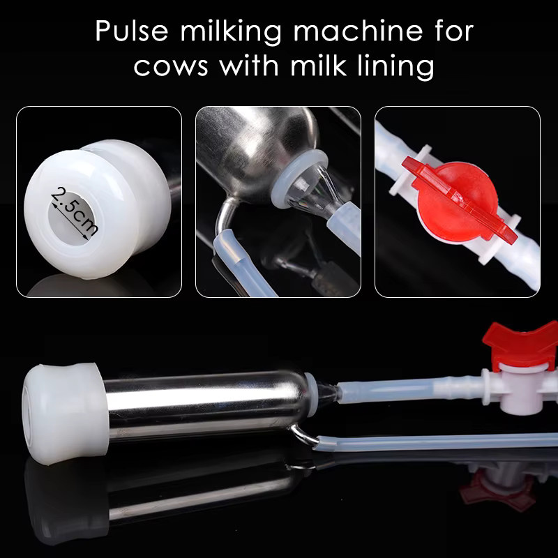 JIECARE Elektrische Melkmaschine aus Edelstahl mit Milchbehälter und Melkpumpe für Schafe und Kühe, Silber - Bild 4