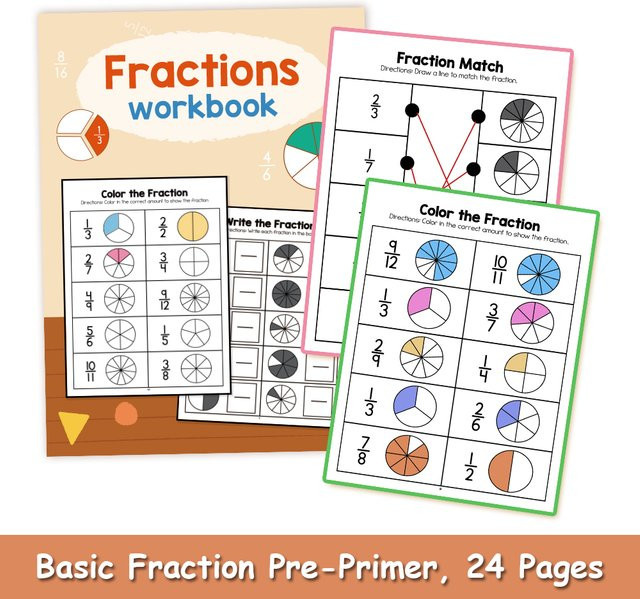QKX Mathe-Übungsbuch Brüche für Kinder, 24 Seiten pädagogisches Arbeitsbuch zum Lernen von Bruchrechnen, Mehrfarbig - Bild 1