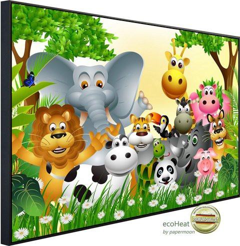 papermoon EcoHeat Infrarotheizung mit Kinderbild Tiere in bunt mit Matt-Effekt, App-Steuerung und Überhitzungsschutz, B/H/T: 50 x 50 x 60 cm - Bild 1