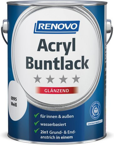 RENOVO Acryl-Buntlack für Holz, weiß, glänzend, 2,5 l - Bild 1