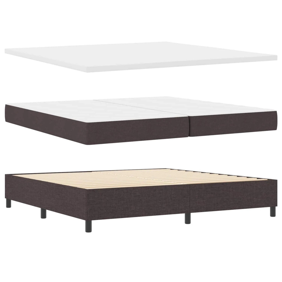 vidaXL Boxspringbett mit Matratze in Dunkelbraun, modernes Design aus Stoff und Holz, B/T/H: 200 x 200 x 203 cm - Bild 2