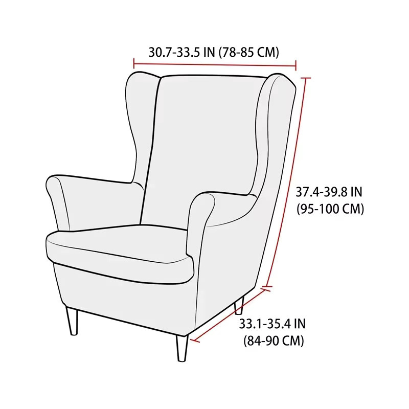 WANERQU Jacquard-Sesselbezug im skandinavischen Design für Flügelstühle, grau, schmutzabweisend und dehnbar - Bild 2