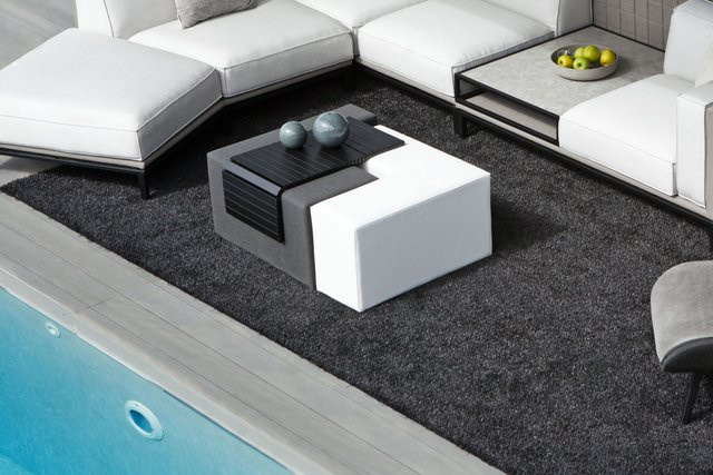 OUTFLEXX Jigsaw Loungetisch in natte white/sooty aus Alu und Sunbrella, B/T/H: 150 x 100 x 42 cm - Bild 1