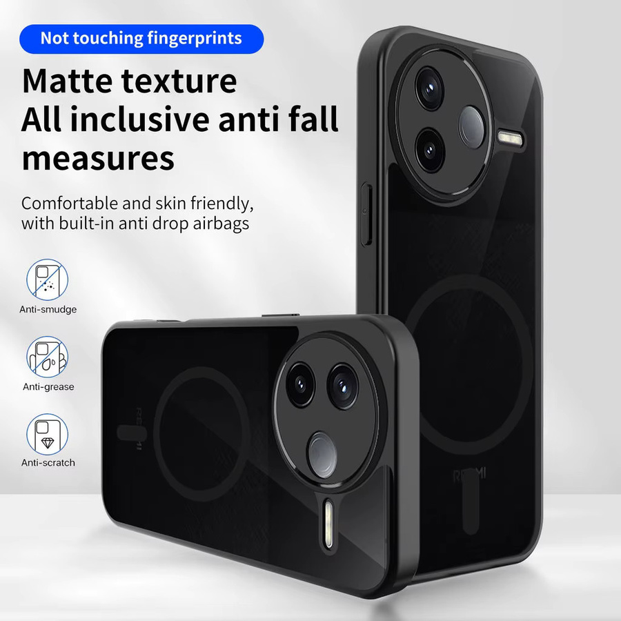 Magnetische schlanke Handyhülle für POCO F8 F7 Ultra X7 Pro 5G X6 C61 M6 Pro 4G in Schwarz, matte Anti-Scratch Rüstung mit stoßfestem Schutz - Bild 2