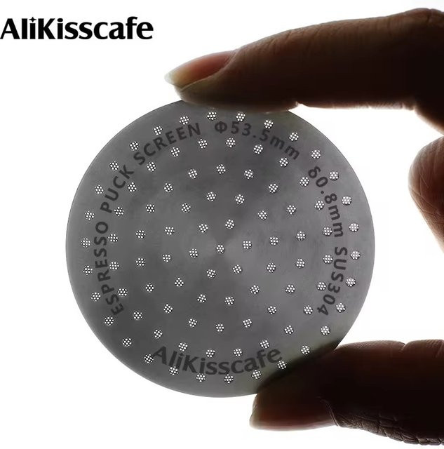 ALIKISSCAFE Kaffee Puck Bildschirm aus Edelstahl in Silber, wiederverwendbarer Filter für Espresso Siebträger, Durchmesser: 58,5 mm - Bild 1