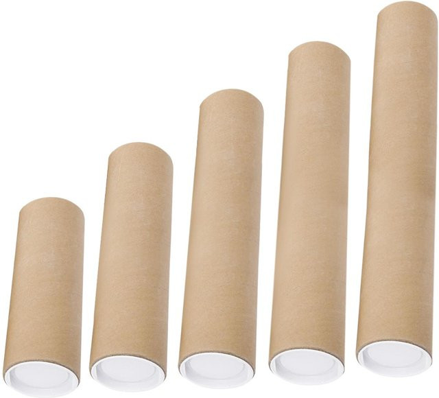 Braune Versandröhren aus Wellpappe für Poster und Dokumente mit Endkappen, Durchmesser: 5,0 cm, Länge: 30,0 cm - Bild 1