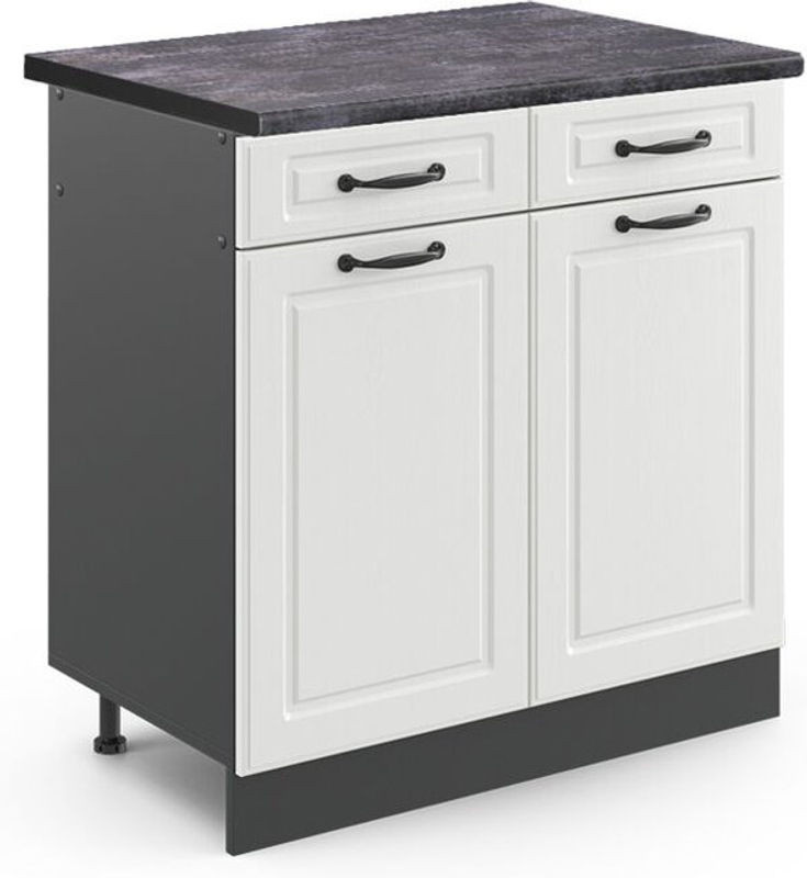 Vicco Küchenunterschrank R-Line Landhaus Weiß Anthrazit B: 80 cm, T: 60 cm, H: 81,6 cm - Bild 1