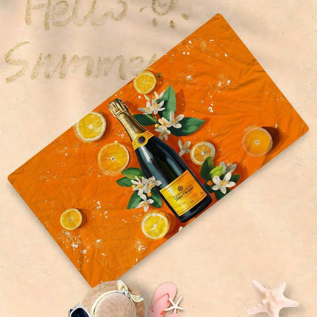 V-Veuve C-clicquot Anime Strandtuch für Kinder, weich und saugfähig, Microfaser, Orange, B: 140 cm, H: 180 cm - Bild 1