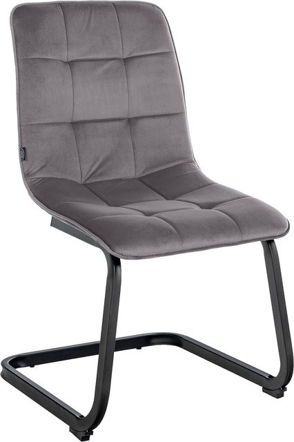 CLP Esszimmerstuhl Vermont Freischwinger mit Samt-Bezug und Metallgestell in Grau - Bild 1