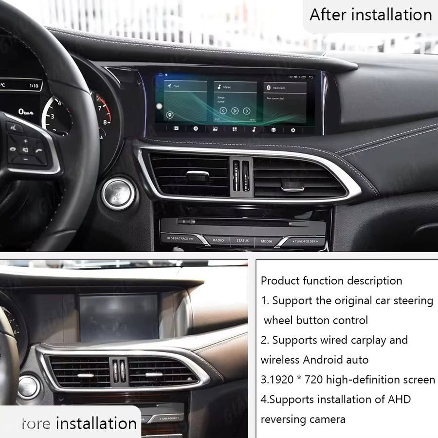 YANFU Android 15 Autoradio mit 10,25 Zoll Display für Infiniti QX30 und Q30 (2015-2019), Multimedia-Videoplayer mit GPS, 4G und drahtlosem CarPlay, Schwarz - Bild 2