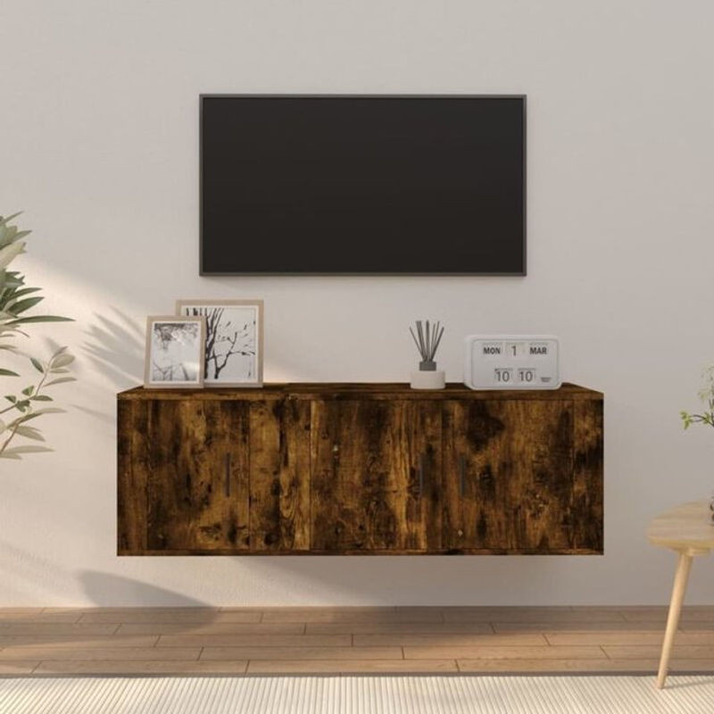 Vidaxl 2-teiliges TV-Schrank-Set aus Holzwerkstoff in Räuchereiche, Braun und Grau, Klassisch, Rechteckig - Bild 1