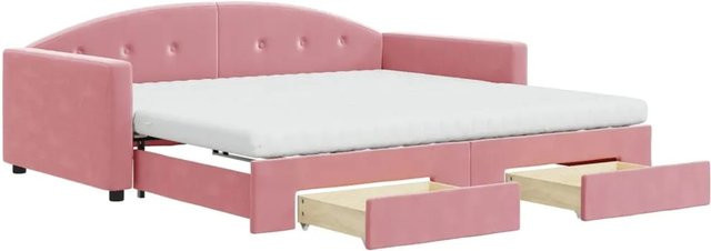 vidaXL Tagesbett ausziehbar mit Schubladen in Rosa, Samt, B/T/H: 100 x 200 x 75 cm - Bild 1