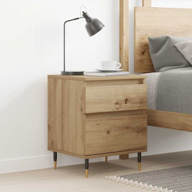 Nachttisch Vidaxl in Eiche Natur Braun aus Holzwerkstoff und Metall, B/T/H: 40 x 35 x 50 cm - Bild 1