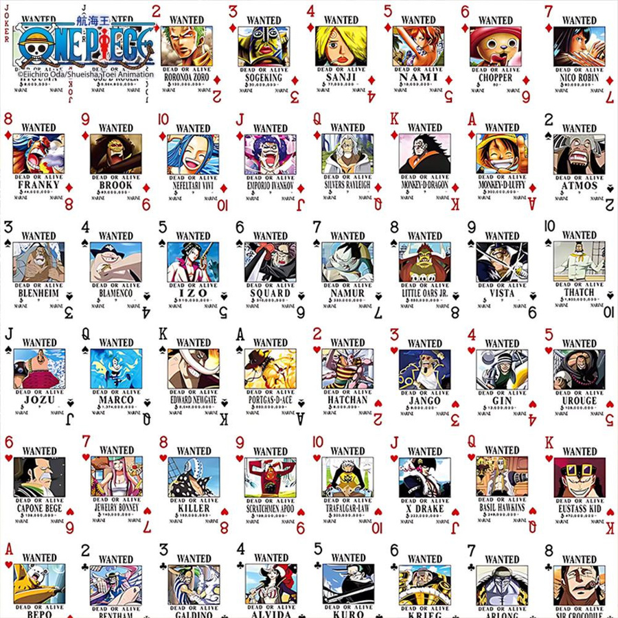Yiran toy One Piece Anime Steckbrief Spielkarten Poker 1-teiliges Set - Bild 2