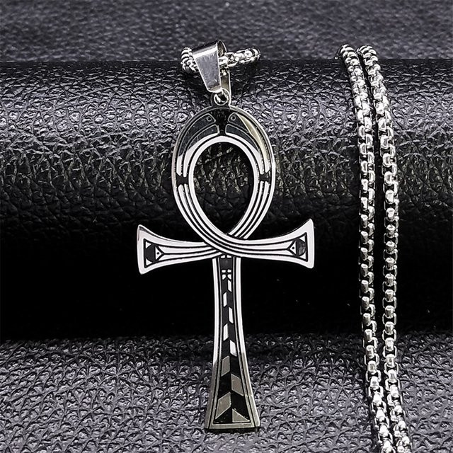 Lovely FAJA Anhänger Halskette, Ankh Kreuz, Edelstahl, Silber, Unisex - Bild 1