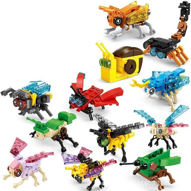 Insekten Tiere Figuren Set Mini Bausteine, Montage 3D Konstruktor, ab 14 Jahren - Bild 1