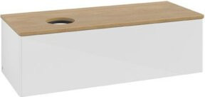 V&B Waschtischunterschrank Antao ohne Frontstruktur in Eiche Honig und Weiß Lack, B/T/H: 120 x 50 x 50 cm - Bild 1