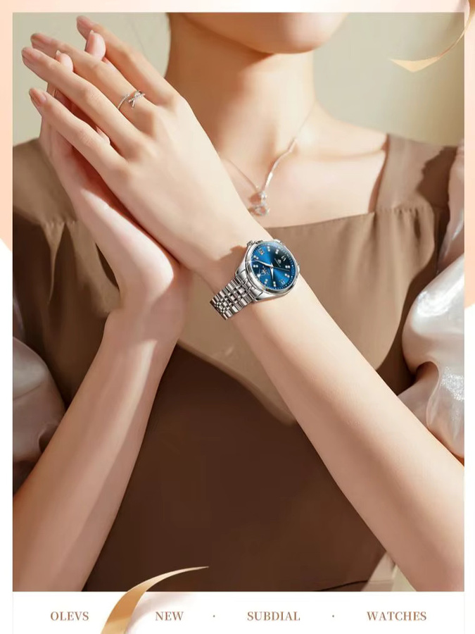 OLEVS Armbanduhr Automatik, Edelstahl, Silber, Damen - Bild 6
