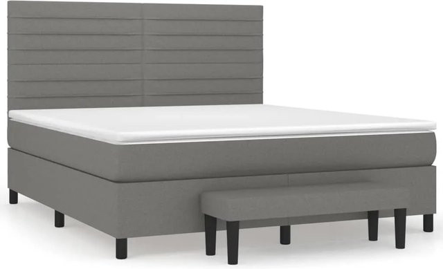 vidaXL Boxspringbett mit Matratze Hybrid-Design in Dunkelgrau und Weiß, B/T/H: 160 x 200 x 128 cm - Bild 1