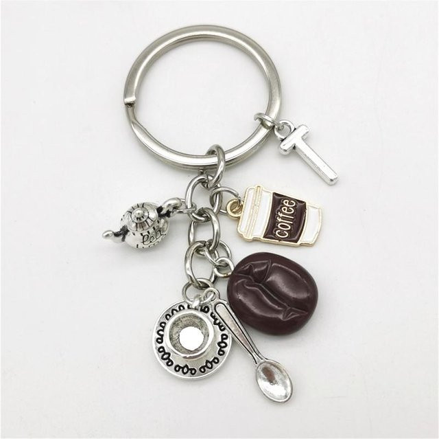 Cenxuan Handmade Schlüsselanhänger Kaffeebohne, Unisex, grau - Bild 1