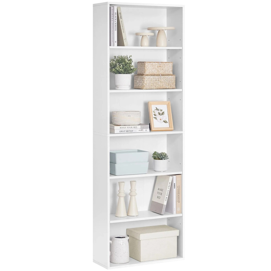 VASAGLE Bücherregal mit 6 Ebenen und verstellbaren Regalböden, Standregal in Weiß, B: 60 cm, T: 24 cm, H: 178,5 cm - Bild 2