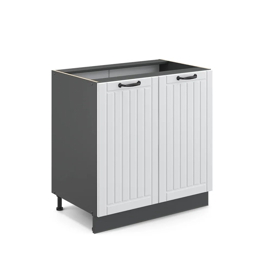 Vicco Spülenunterschrank Fame-Line in Weiß und Anthrazit im Landhausstil mit Regal und internen Fachböden ohne Arbeitsplatte, Breite: 80 cm - Bild 2