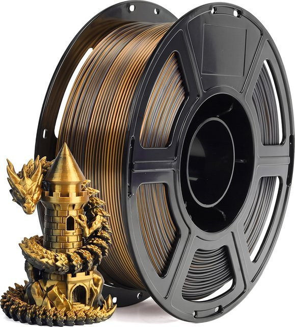 3D Maliang PLA Filament Zweifarbig Seiden Gold-Schwarz 1,75mm für FDM 3D-Drucker - Bild 1