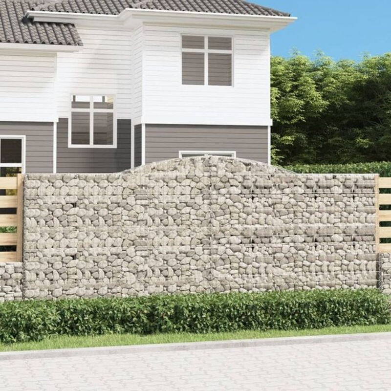 Vidaxl Gabionen mit Hochbogen Set 10 Stück aus verzinktem Eisen in Silber, B/T/H: 400 x 50 x 160/180 cm - Bild 1