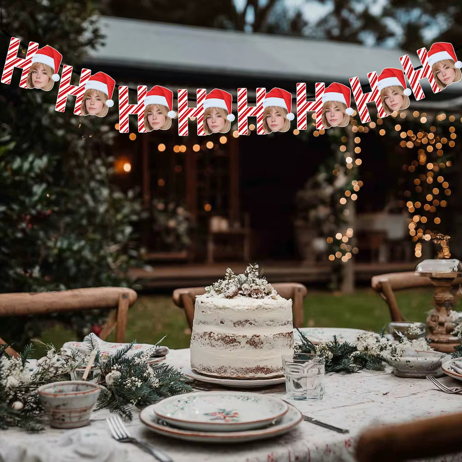 WEIGAO Personalisierte Weihnachtsbanner mit Weihnachtsmütze-Design als festliche Hintergrunddekoration - Bild 2